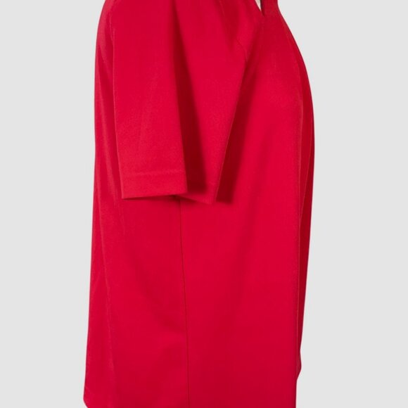 Michael Kors Red Pleated Cut-Out Blouse Gold Chain Accents SS Scoop Neck Med - Picture 3 of 9